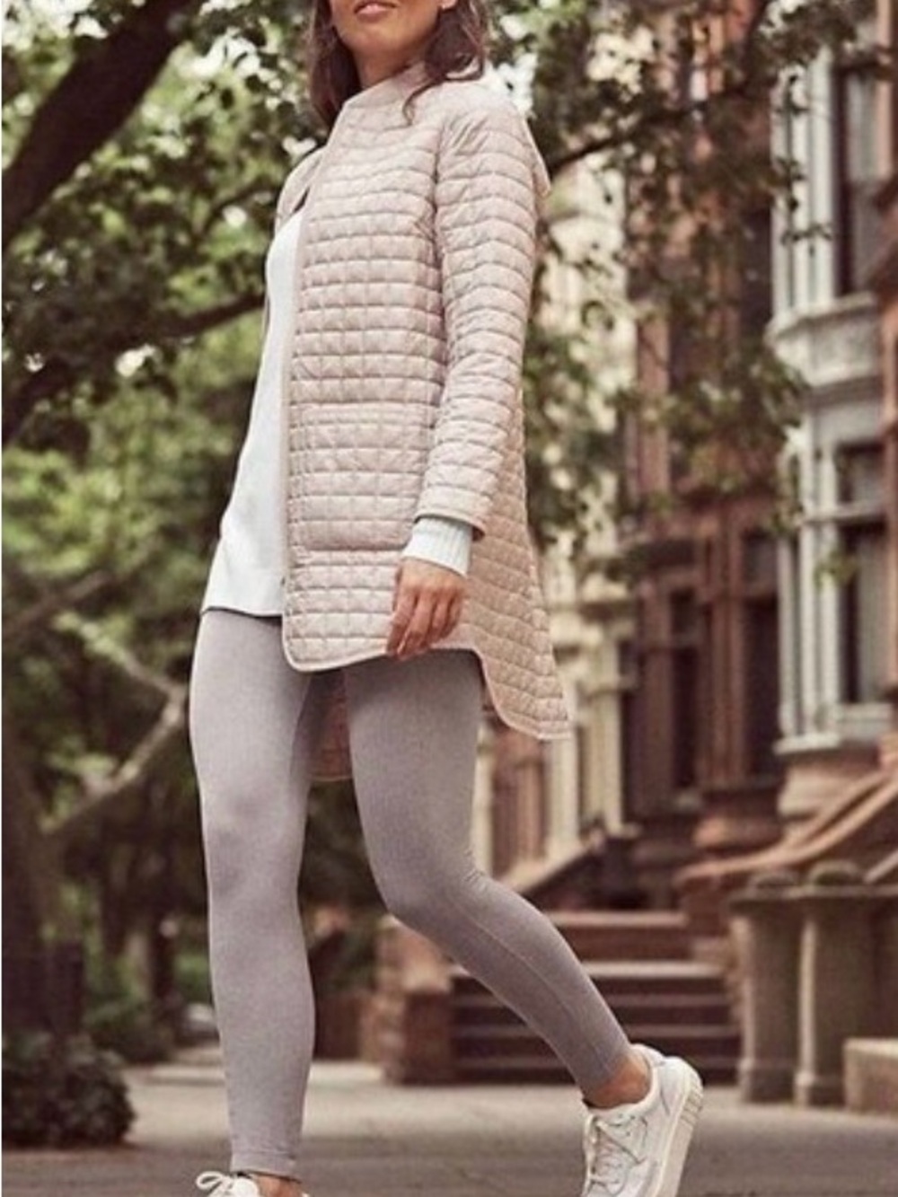 Athleta Grandview PrimaLoft Abalone Quilted Long Jacket Coat Size XL